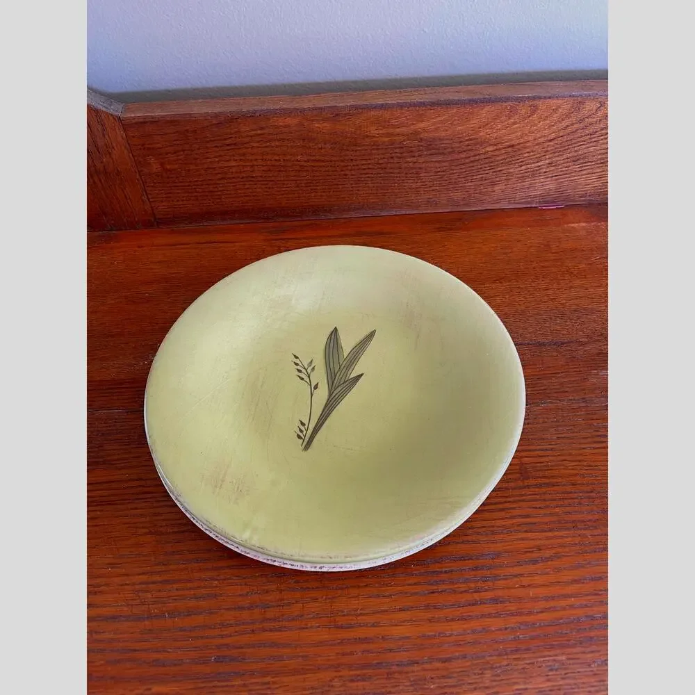 Sur La Table Set of 2 Green Salad Plates Leaf Design 8.75